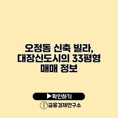 오정동 신축 빌라, 대장신도시의 33평형 매매 정보