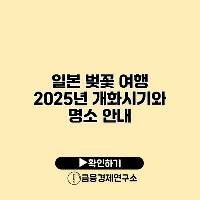 일본 벚꽃 여행 2025년 개화시기와 명소 안내