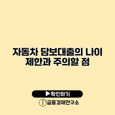 자동차 담보대출의 나이 제한과 주의할 점