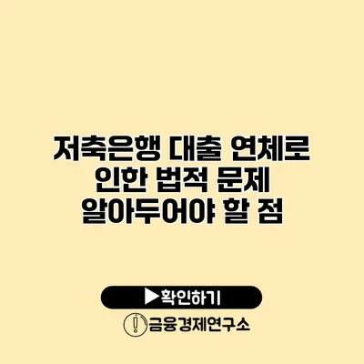 저축은행 대출 연체로 인한 법적 문제 알아두어야 할 점