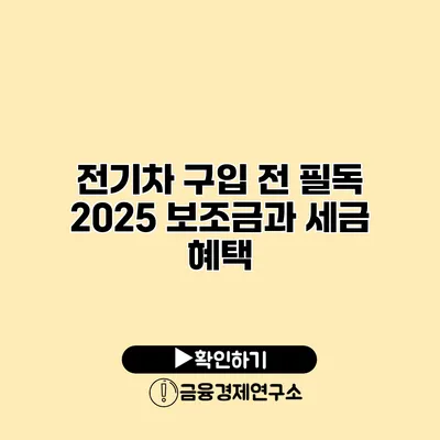 전기차 구입 전 필독 2025 보조금과 세금 혜택