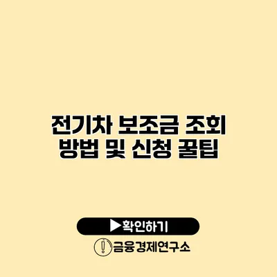 전기차 보조금 조회 방법 및 신청 꿀팁