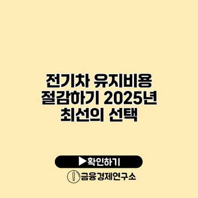 전기차 유지비용 절감하기 2025년 최선의 선택