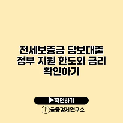 전세보증금 담보대출 정부 지원 한도와 금리 확인하기