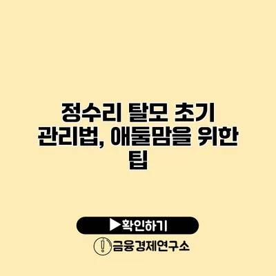 정수리 탈모 초기 관리법, 애둘맘을 위한 팁