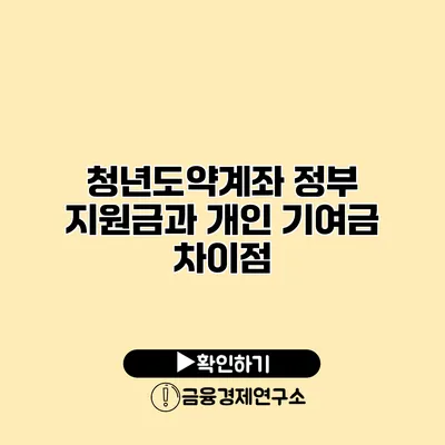 청년도약계좌 정부 지원금과 개인 기여금 차이점