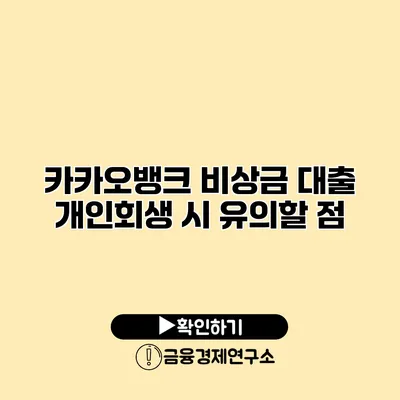 카카오뱅크 비상금 대출 개인회생 시 유의할 점