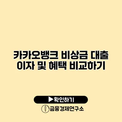 카카오뱅크 비상금 대출 이자 및 혜택 비교하기