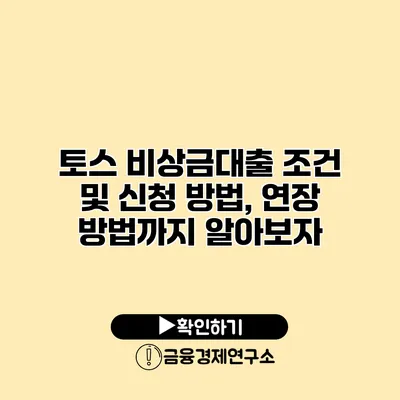 토스 비상금대출 조건 및 신청 방법, 연장 방법까지 알아보자