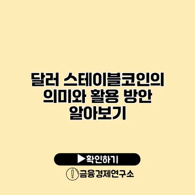달러 스테이블코인의 의미와 활용 방안 알아보기